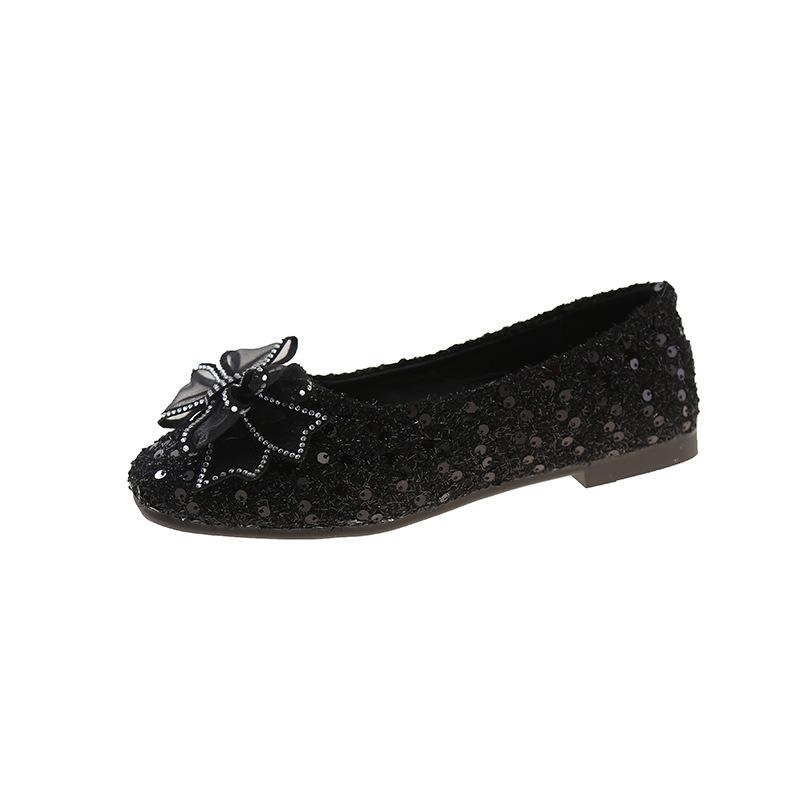 

Модная женская обувь 2025 Весна Осень Новинка Комфорт Нескользящие Женские Балетки Модные Мягкая Подошва Бант Стразы Квадратный Носок Туфли Мэри Джейн 35 чёрный