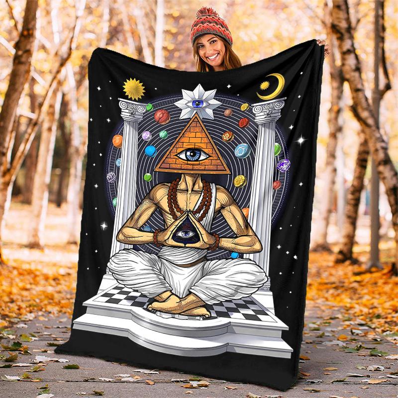 1PC The Square-of Freemasonry Printed Blanket, Al Season Lightweighsonry Blanket Home Office Outdoor Nap Multifuncsonry Blanketional Blanket