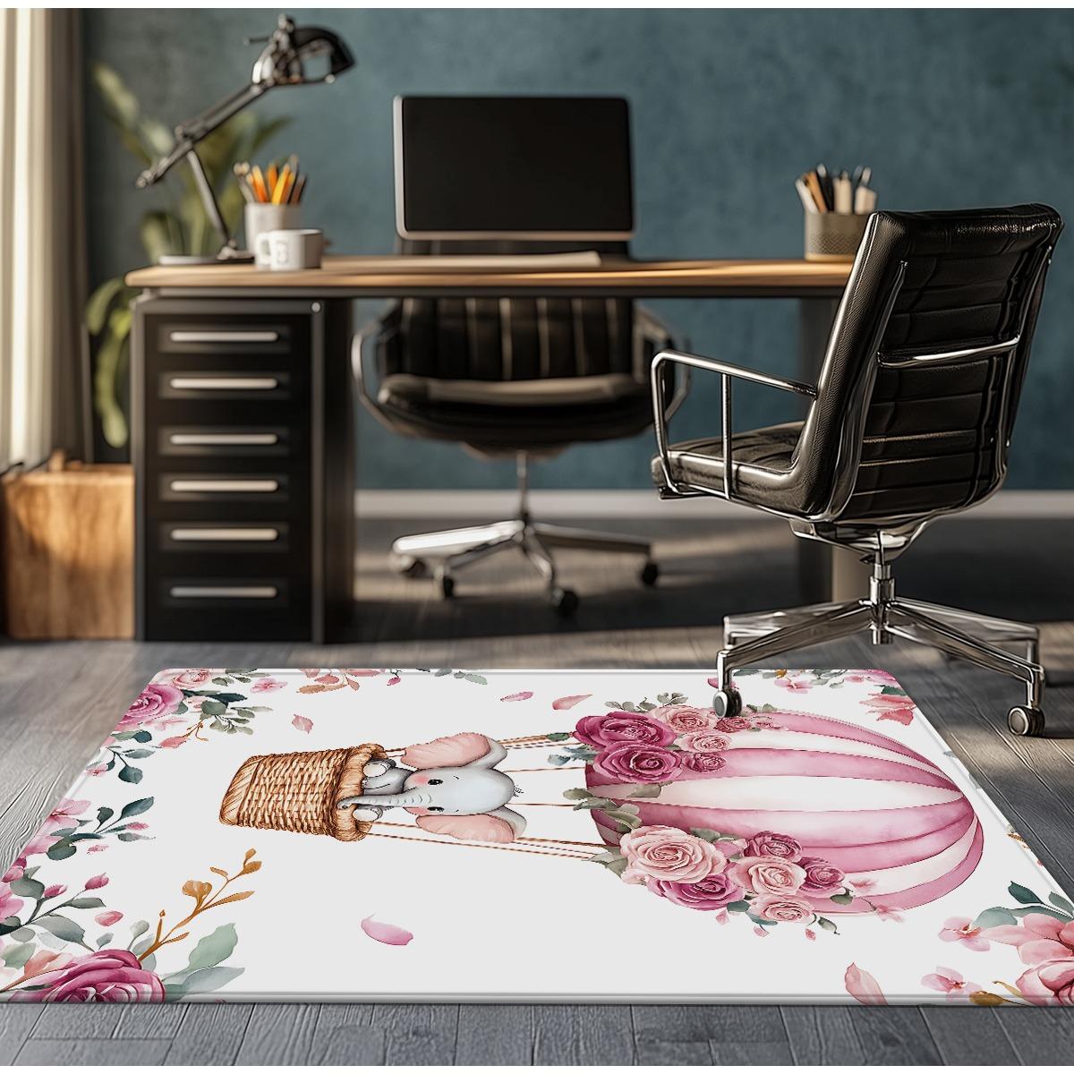 

Crystal Velvet Rug Baby Elephant Hot Air Balloon Pink Rose Pattern Nursery Room Carpet Soft Cute Animal Theme Floor Mat 50x80cm