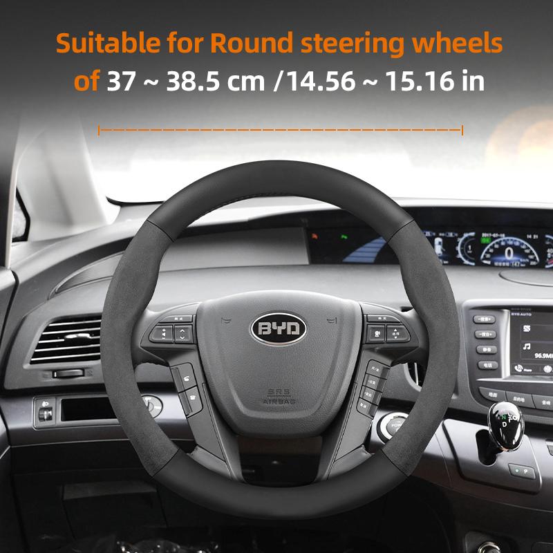 Suitable for Byd Suede Matte Carbon Fiber Texture Steering Wheel Cover Suitable for Dolphin Mini Seal Atto 3 King Shark 6 Song Pro Seagull F0 MM20