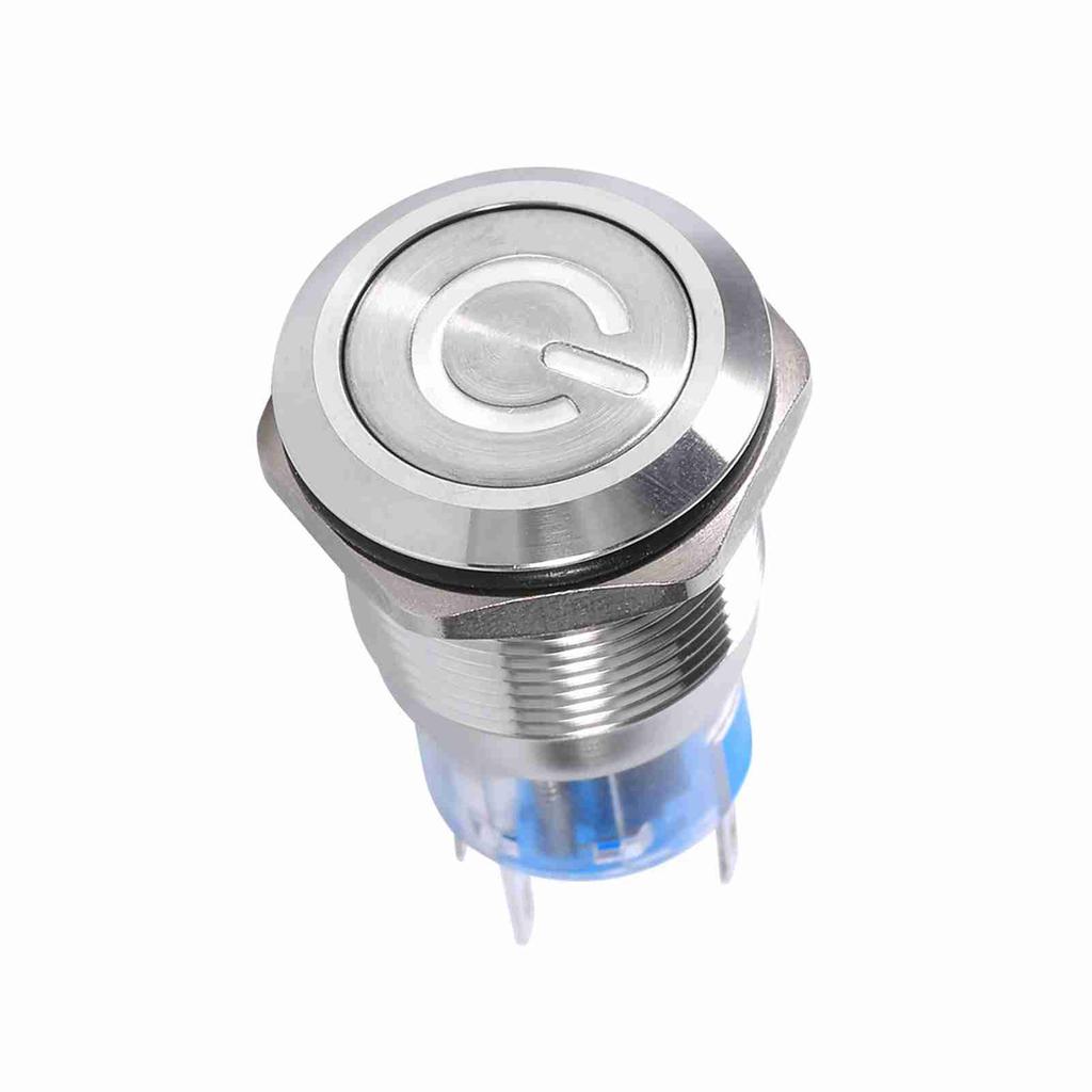 19mm 12V24V Waterproof Stainless Selflocking  ing Push Button Power   Red LED