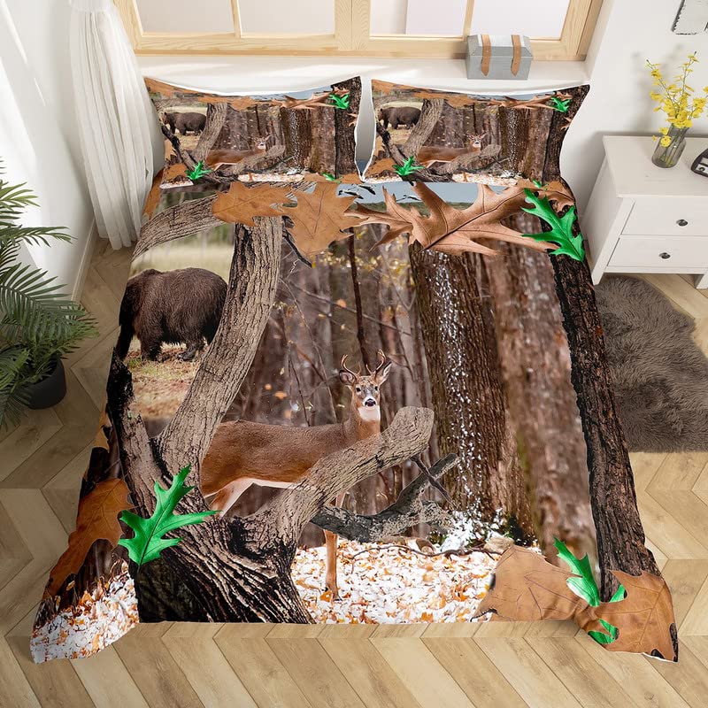 Bear King Queen Duvet Cover Rustic Western Wildlife Comforter Cover Pine Cone Farmhouse Wooden Bedding Set Polyester Quilt Cover