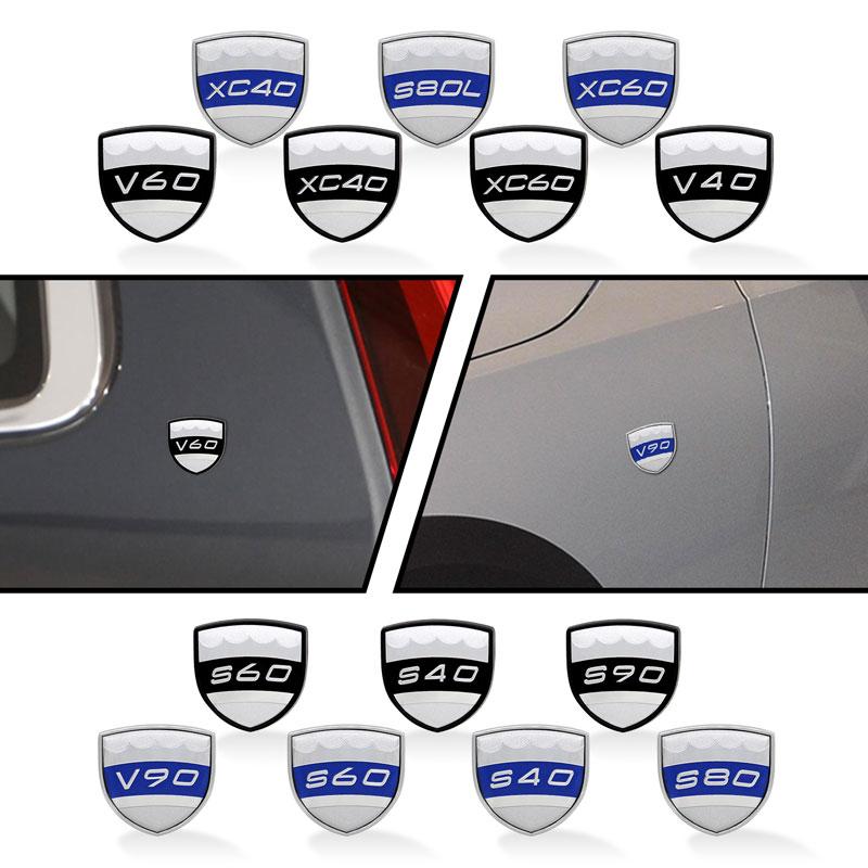 3D Metal Chrome Car Fender Sticker Side Emblem Badge For Volvo V40 V60 S90 V90 S60 S80 XC60 XC40 S80L Logo Auto Accessories