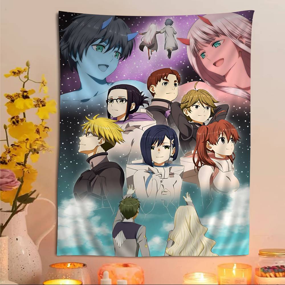 

Darling In The Franxx Мультфильм Хиппи Настенные Гобелены Искусство Научная Фантастика Комната Домашний Декор Каваи Комната Декор 74x94cm(29x37in)