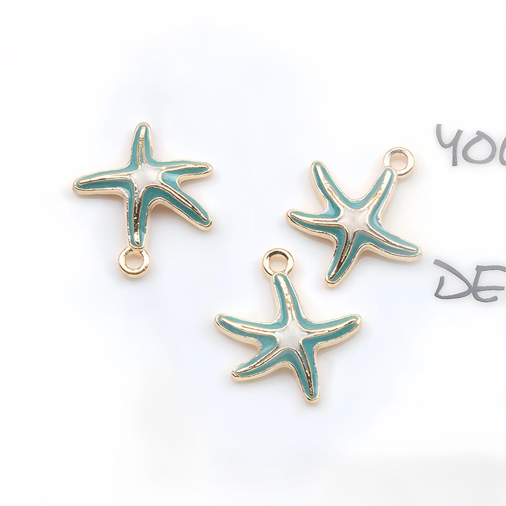 10pcs Zinc Alloy Starfish Charms Shell Pendant Necklace Bracelet Earrings Accessories for DIY Charming Jewelry Findings Making