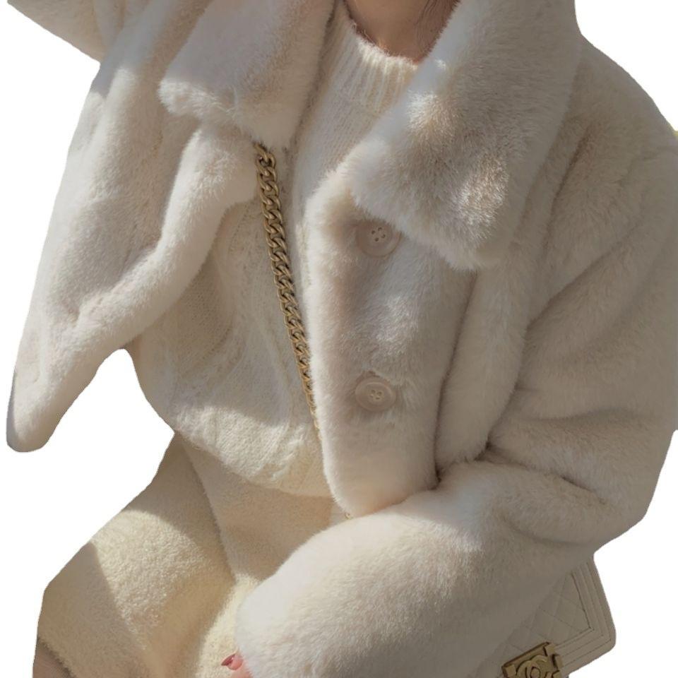 Lamb Wool Imitation Fur Young Women'S Short Imitation Rex Rabbit Fur Plush Autumn And Winter Coat