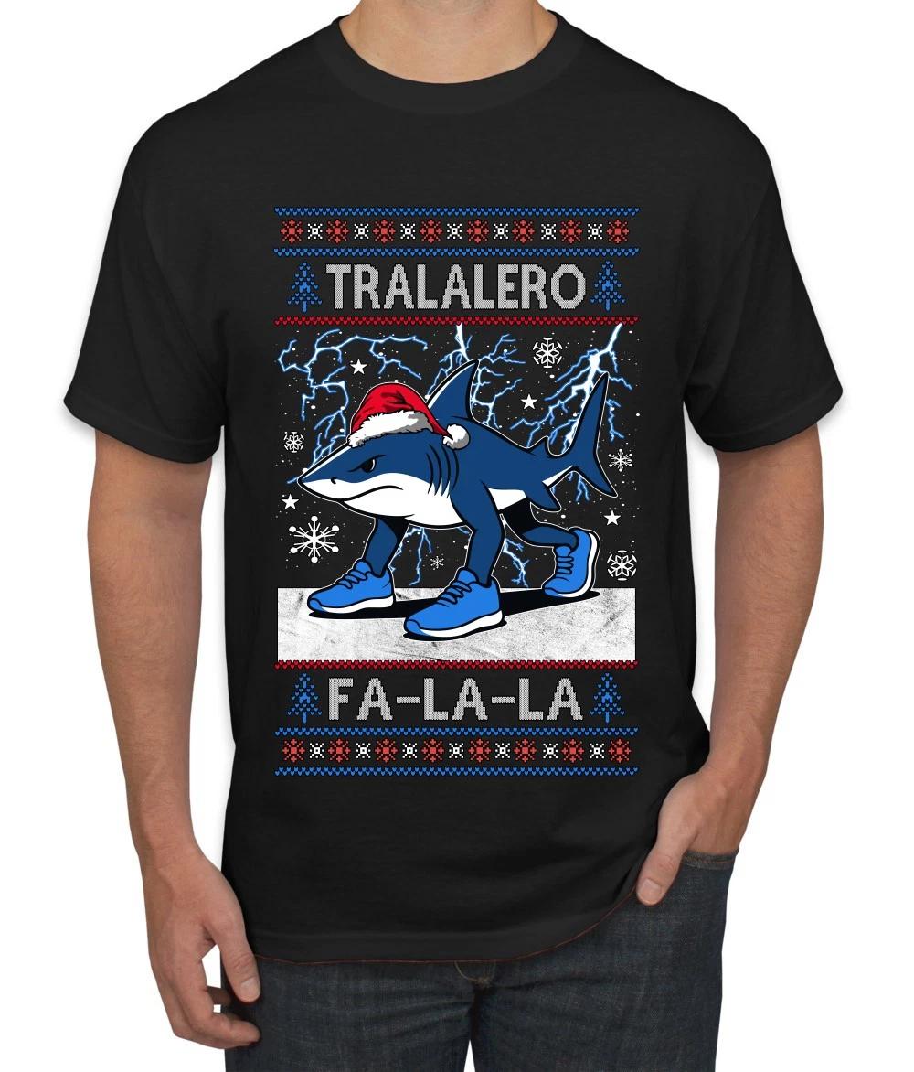 Tralalero Fa La La Brainrot Ugly Christmas Men s T- Shirt 4XL