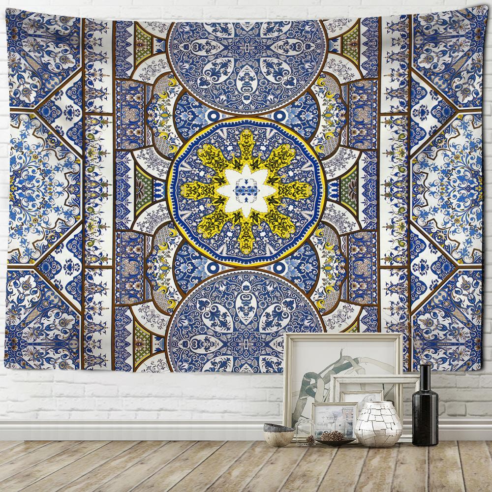 Disc Ornament Pattern Tapestry Psychedelic Witchcraft Boho Aesthetic Room Art Wall Hanging Bedroom Decor