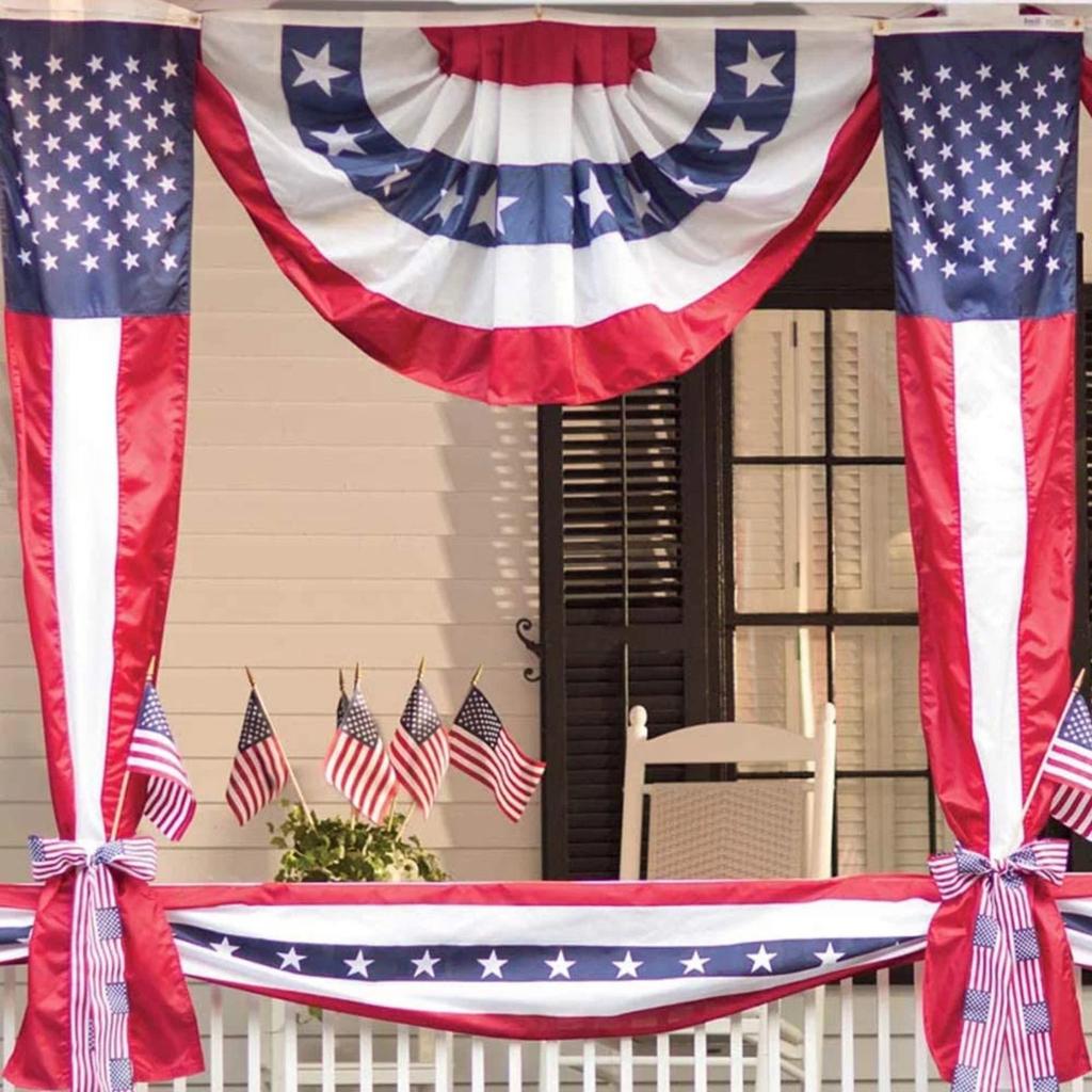 Independence Day Outdoor Decoration Patriotic American Flag U.S. Pleated