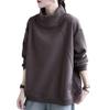 Celetree High Long Plus Solid Warm for and Winter Women's Sweatshirt, Neck, Fleece-Lined, Sleeves, Sizes, Color, Spring, Autumn, (JP, Alphabet, XL,