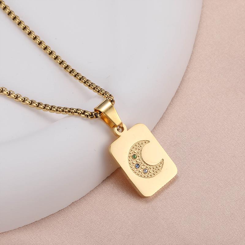 

Универсальное женское ожерелье-подвеска из нержавеющей стали с квадратной подвеской из 18-каратного золота - Роскошный аксессуар высокого класса