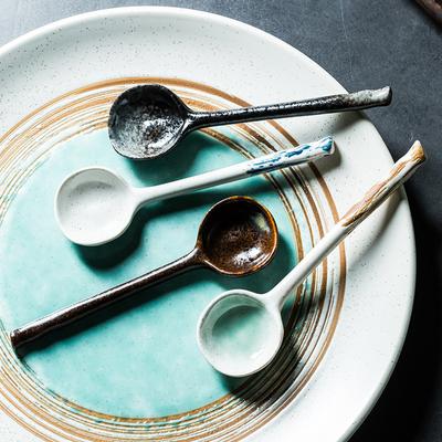Ceramic Soup Spoon Japanese Tableware Eating Spoon Restaurant Household Soup Spoon Coffee Spoon Kitchen Cooking Utensil Tool
