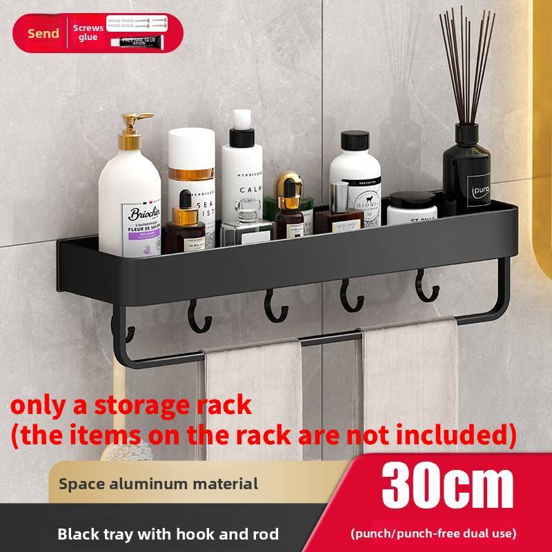 Bathroom Wall Shelf Aluminum Black For Shower And Toilet Storage