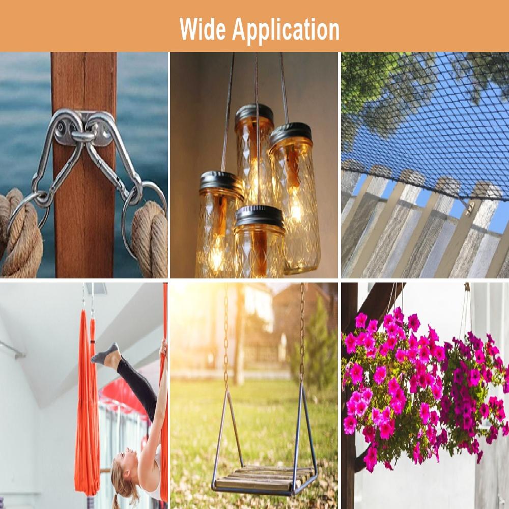 8-Piece Stainless Steel Eye Plate U-Hooks Set – 1.8" Marine Hooks With Snap Hooks & Screws – 40kg Capacity For Ceiling, Wall, Boat, Hammock