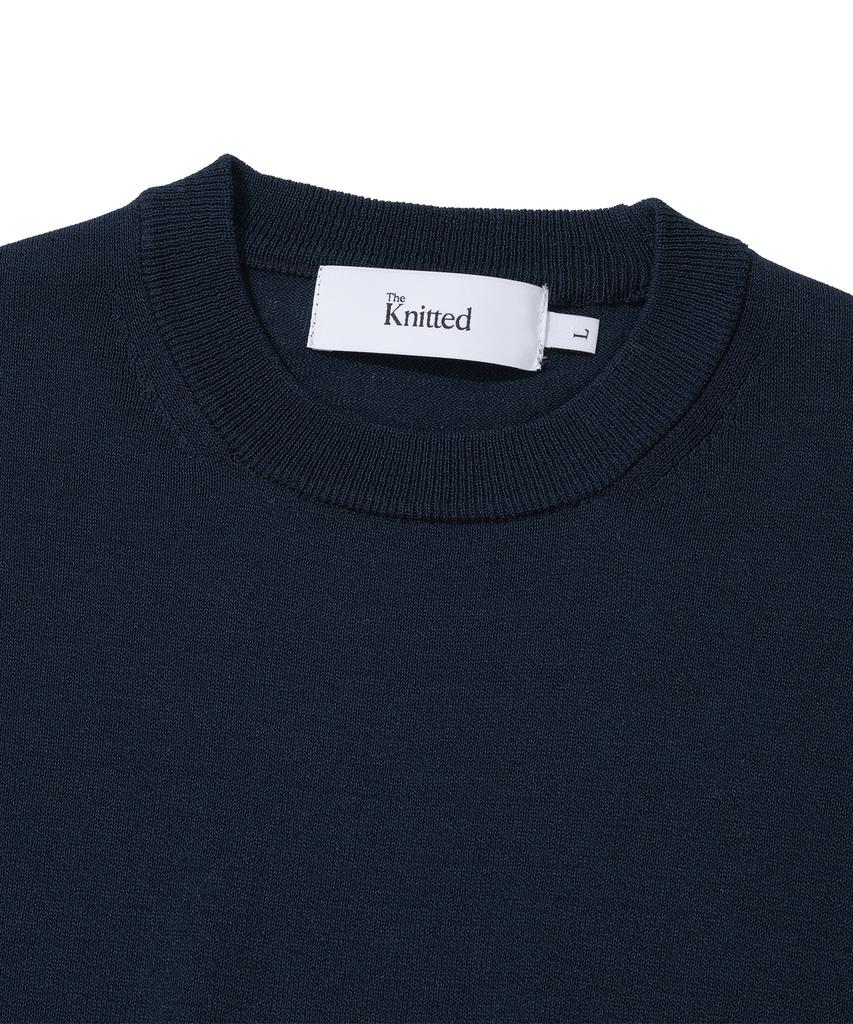 KNITTED Shellon Cooling Single Crop Round Knit Navy