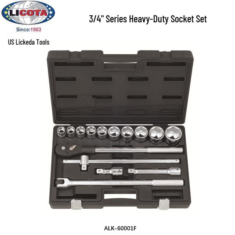 LICOTA 3/4 19MM Heavy Duty Socket Wrench Set ALK-60001F, USA 15-piece 3/4 series