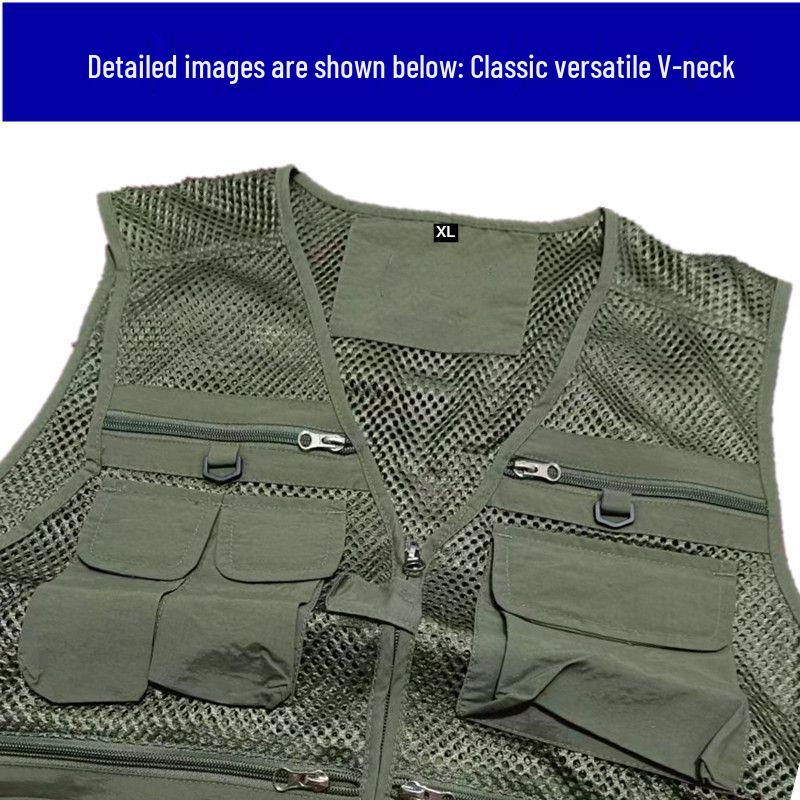 Men's 7XL Quick-Dry Mesh Vest With Multi-Pockets - Breathable Summer Wear