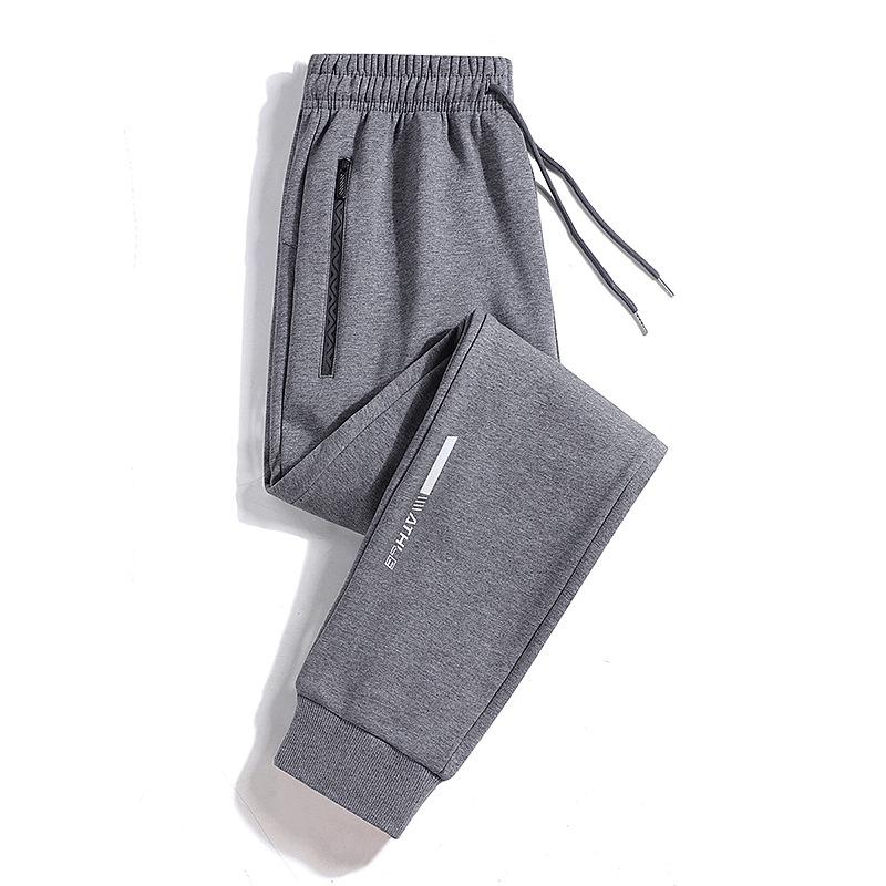 

Autumn Winter Elastic Waist Casual Fashion Drawstring Sweatpants Male All-match Velvet Sports Pants Men Trousers M серый