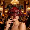 Distressed Horn Mask Demon Mask, Halloween Devil Head Cosplay Prop, Masquerade Unique Dark Party Horror Costume Accessory, Carnival Trick or