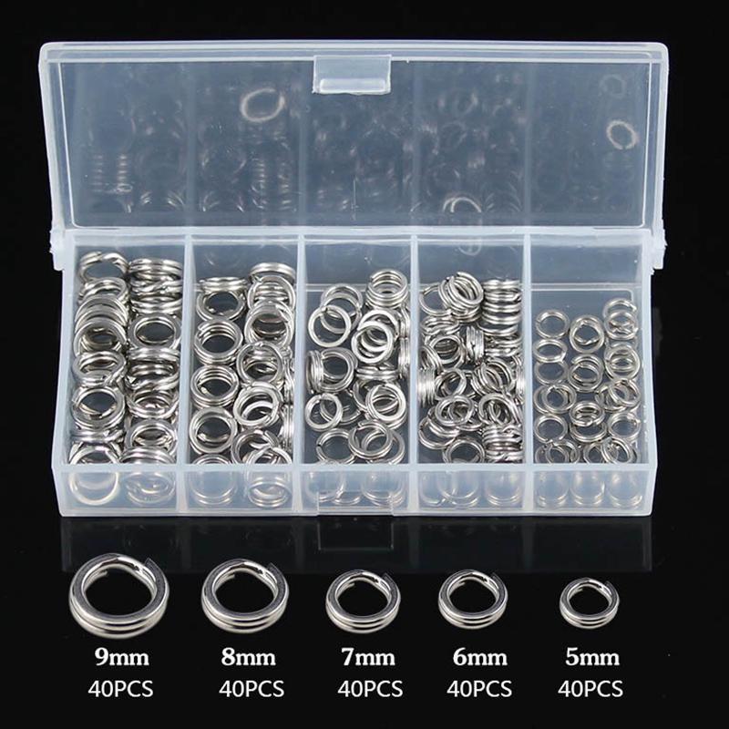 Stainless Steel Split Rings Fishing Double Loop Connectors Tackle Silver Swivel