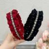 Sweet Velvet Pleated Hair Hoop Elegant Women Sequin Hairband Shiny Rhinestone Headband  Banquet