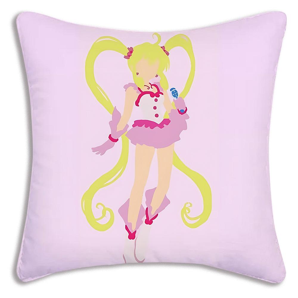 Anime M-Mermaid Melodys Pillow Covers Cartoon Sofa Decorative Home Double-sided Printing Short Plush Cute Cushion Cover
