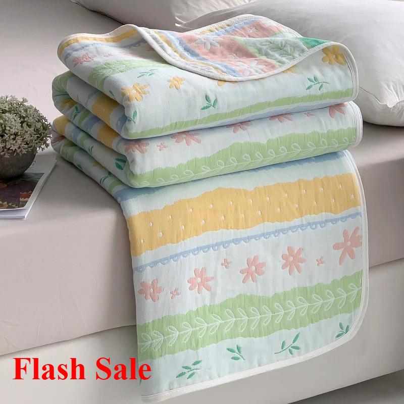 New Cotton Six-layer Yarn Xia Liang Quilt Pure Cotton Towel Quilt Empty Blanket Nap Blanket Gauze Blanket