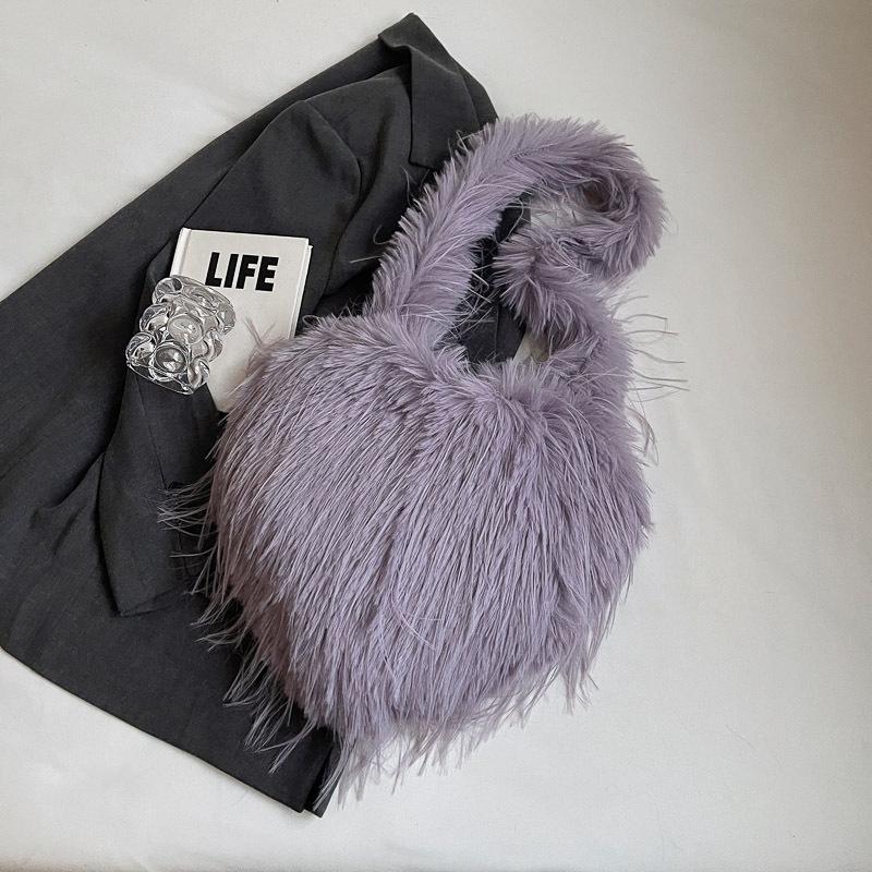 Autumn and Winter New Casual Wool Bag Large Capacity Tote Bag Fashion One Shoulder Armpit Bag Handbag Plush Bag