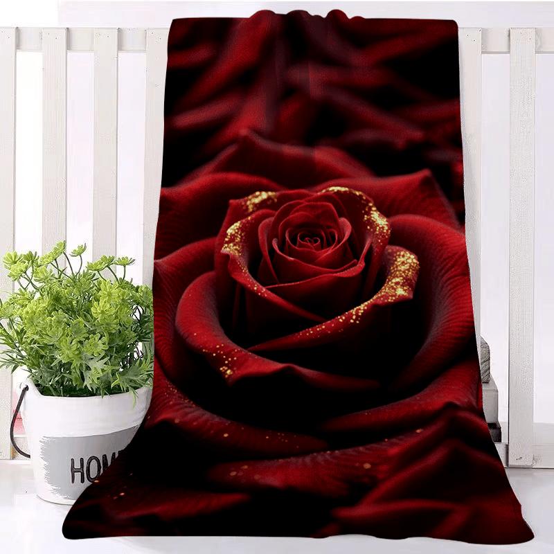

1pc Luxurious Red Rose Microfiber Bath Towel Soft, Skin-Friendly This Exquisite Towel Features a Luxurious Red Rose Pattern with W30*H60(CM)