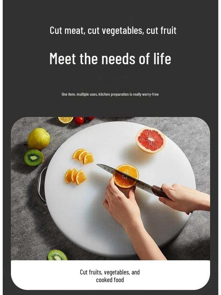 Runde rutschfeste verdickte PE-Schneidebrett - Schimmelresistent, beidseitig für den Heim- und Restaurantgebrauch