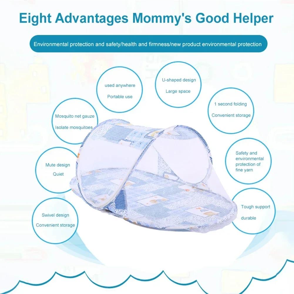 Baby Crib Mosquito Net with Zipper Door Foldable Portable Summer Children Tent for Newborn Infant High Density Grids