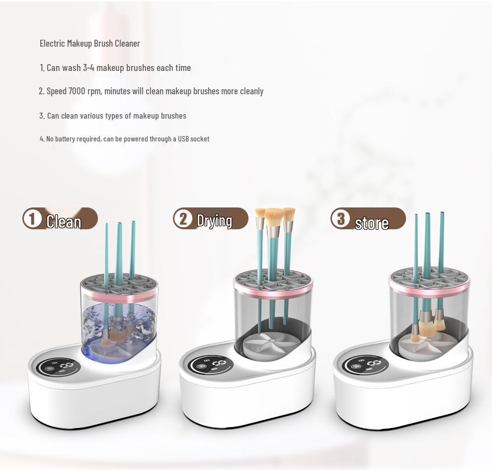 Electric Makeup Brush Cleaner & Dryer: All-in-One Tool for Safe, Automatic Cleansing Without Bristle Damage