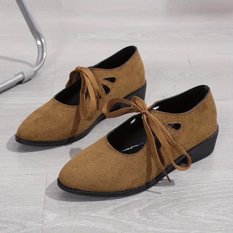 Fashion 2025 New Spring and Autumn Low-Top Single Shoes Low-Heeled Plus-Size Women's Casual Shoes