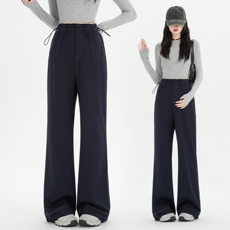 

Real Shot Elastic Waist Drawstring Maternity Pants - Autumn/Winter Straight-Leg, Loose-Fit, Slimming, Wide-Leg 3XL темно-синий