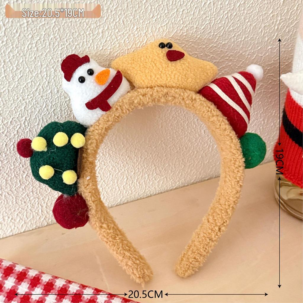 Christmas Plush Snowman Headband - Cute Holiday Hair Accessory for Girls, Perfect for Photos, Performances, Makeup, Face Washing.