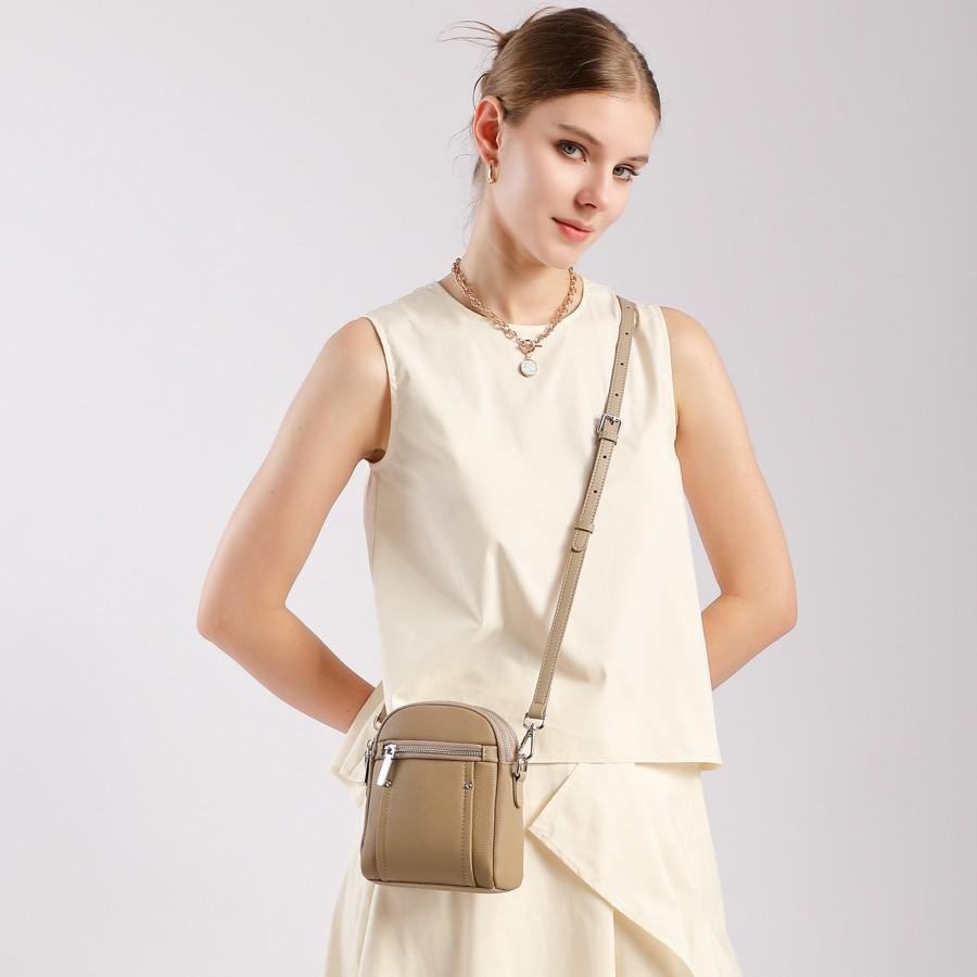 TOGO top-grain leather phone bag, mini versatile shoulder crossbody bag, new women's casual handbag, coin purse