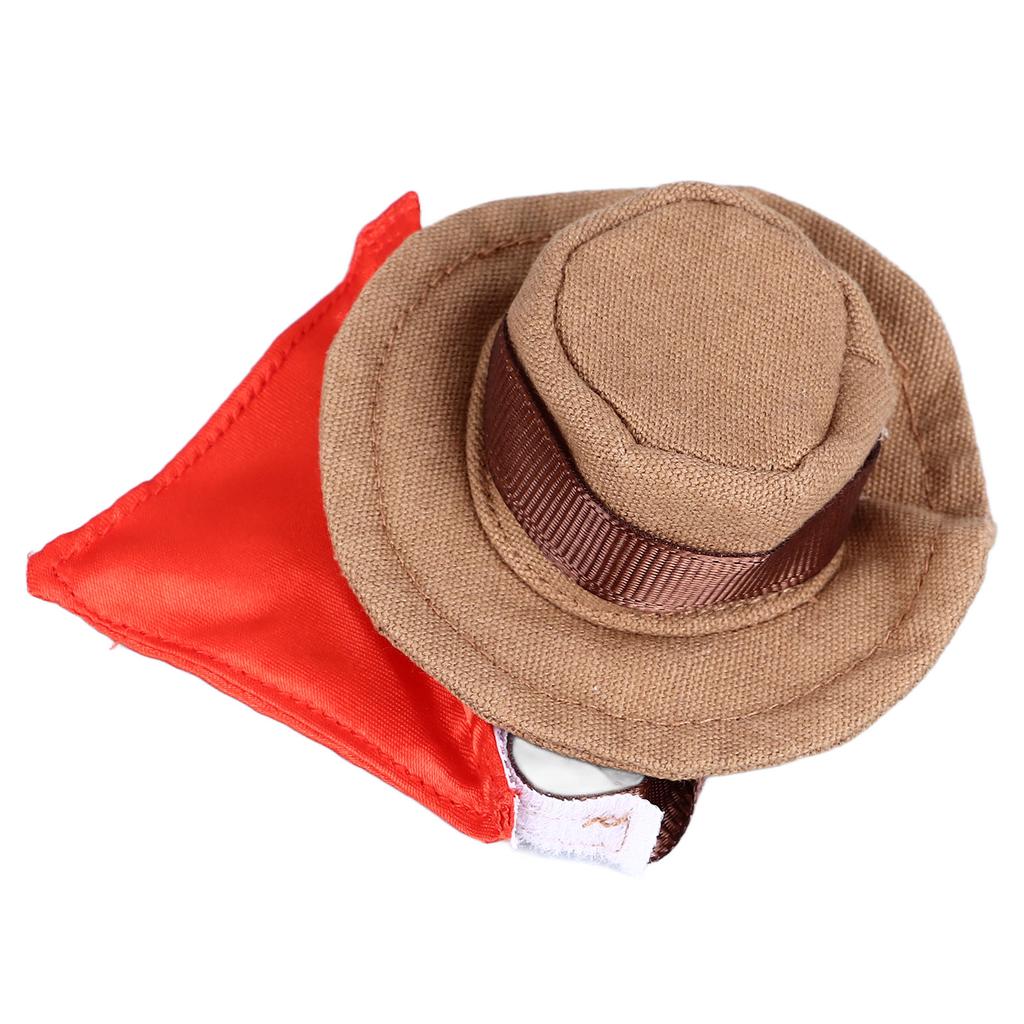 Bearded Dragon Cowboy Hat and Bandana Halloween Reptile Costume Cap with Removable Bib for Lizard Hamster Small Animal