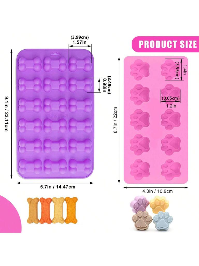 1Pcs Animal Dog and Cat Bone and Paw Print Silicone Baking Pan flexible Baking Mold Dog Puppy Treat Cookie Pet Oven safe cake