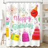 Blue Yellow Geometric Shower Curtain Modern Bathroom Decor with Hooks Set for Kids Bathing Room Perfect Gift 72 inches Long