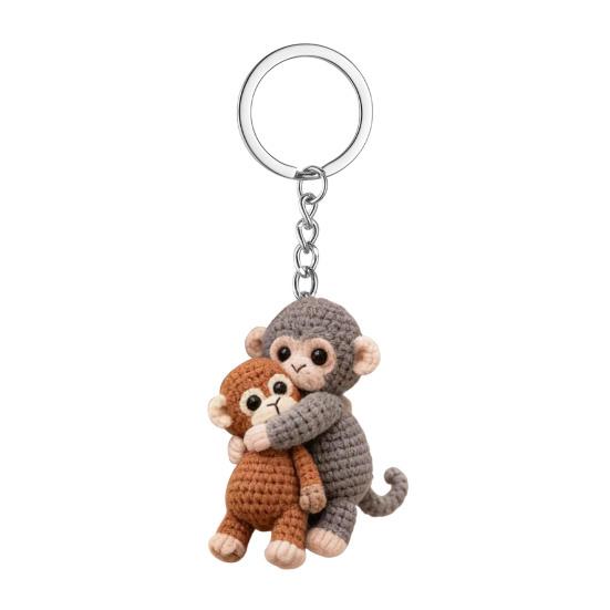 1/2Pcs Keychain Pendant 3D Monkey Hugging Monkey Key Chain Backpack Desk Decoration Portable Bag Charm Accessory