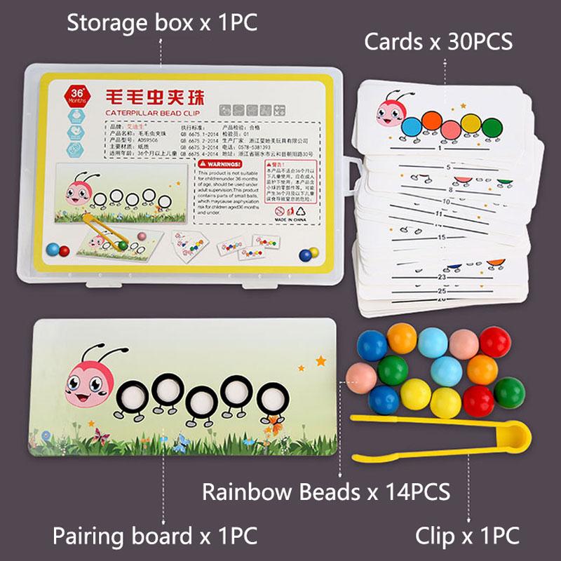 Wooden Clip Beads Games Montessori  Color Matching Parish Learning Set Fine Movement Training Educational  For