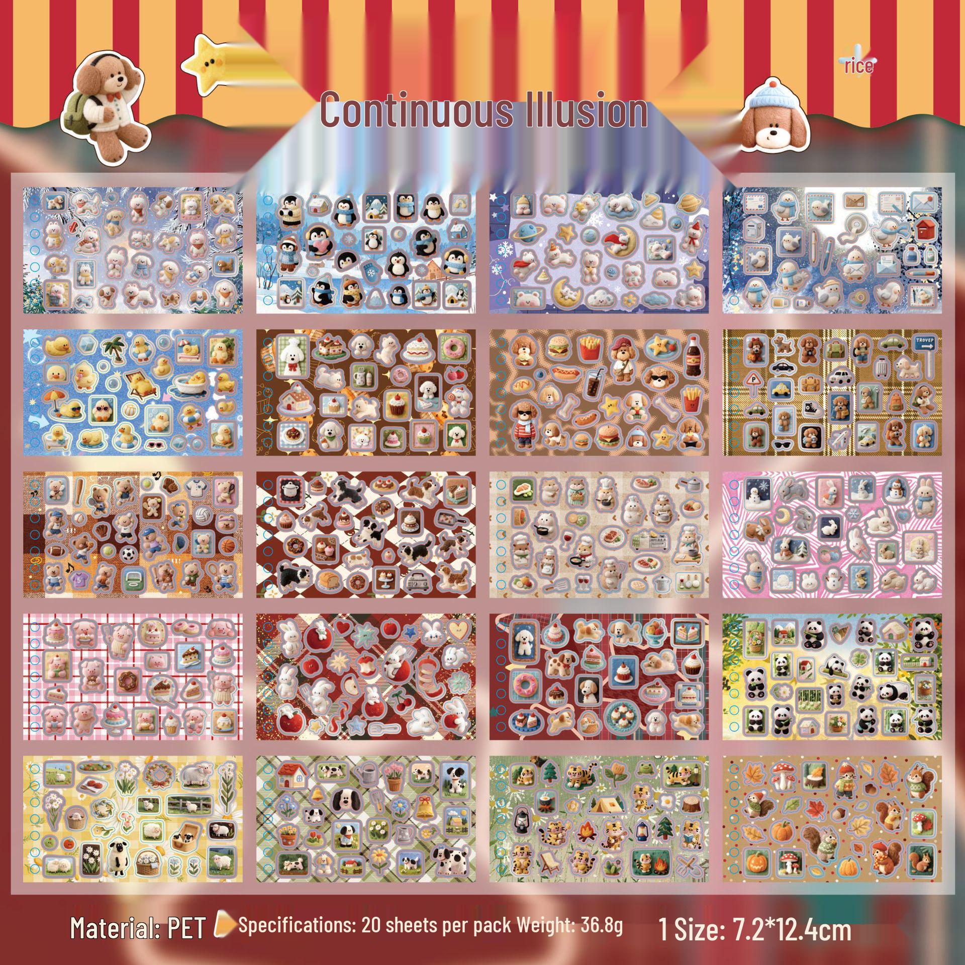 Yu Xian Coil PET Sticker Book - Plush Star Messenger Series: 20 Die-Cut Journal Base Stickers, 2 Styles Available