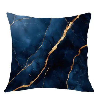 Home Decor Dark Blue & Gold Marbled Pattern Pillow Covers Pattern Cushion Cover Suitable For Sofa Bedroom Car Pillow Cover