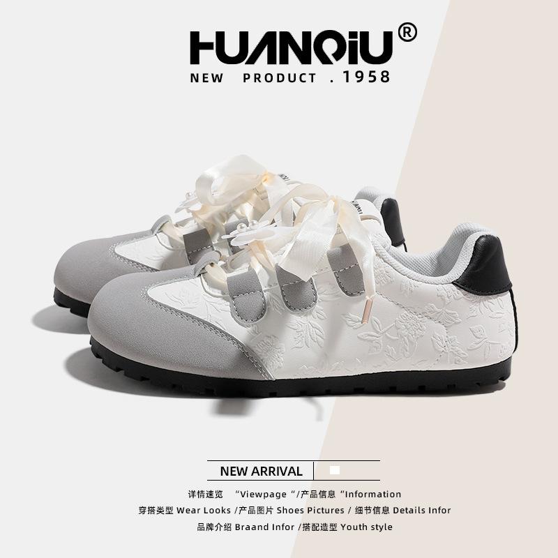 Global Dexun Shoes Women's 2025 Spring New Trend Versatile Little White Shoes Flat Shoes Board Shoes KMXFX8097