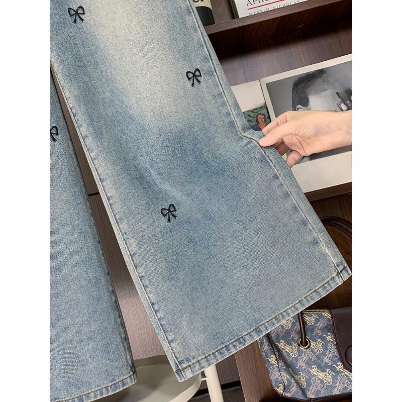 DIMANAF 2025 Plus Size Autumn Blue Basic Jeans New Pants Elastic  Women Loose Denim Trousers Big Casual Pants 6XL