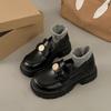 Thick-soled One-pedal Loafers Women's Autumn and Winter 2025 New Retro Small Leather Shoes British Style Thick Heel Single Shoes Small Fragrant Style