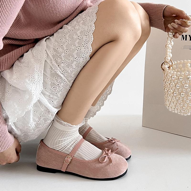 Designer Elegant Bowknot Ballerina Women's Flat Round Toe Comfort Slip-On Ladies Loafers Leather Single Mules Shoes