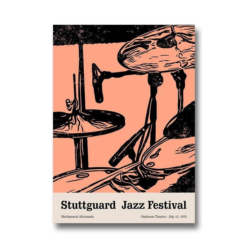 Vintage Jazz Festival Canvas Paintings Retro Jazz Club Poster and Print Wall Art Picture for Living Room Cuadros Home Decoration