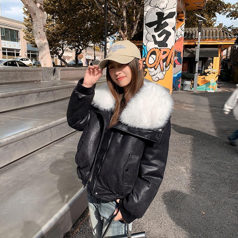 New big fur collar cotton clothes women's short imitation sheepskin fashion temperament small man new winter cotton coat