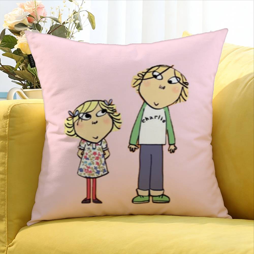 C-Charlie And L-Lola World Various Sizes Square Pillow Case For Car Home Bedchamber Decor